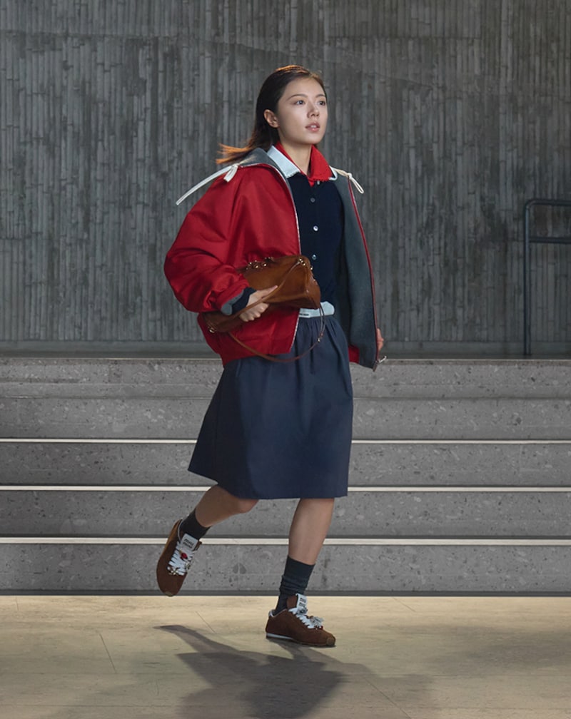 Amaranth Red/maize Yellow Washed Poplin Miniskirt | Miu Miu