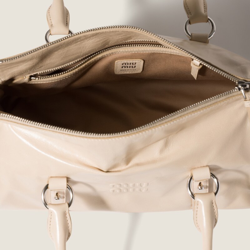 Shiny leather handbag