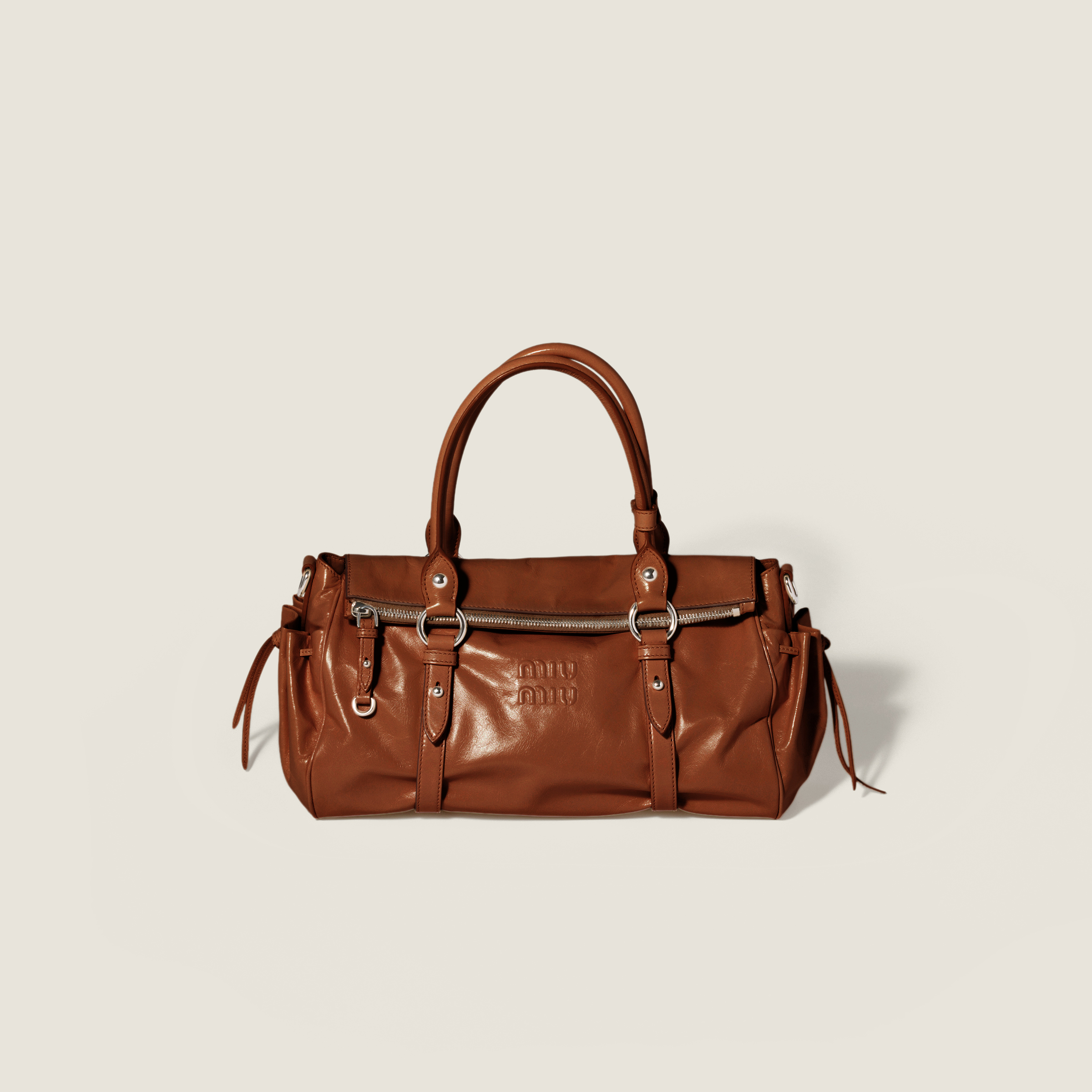 Shiny leather handbag