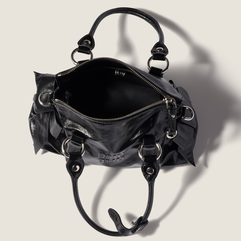 Shiny leather handbag