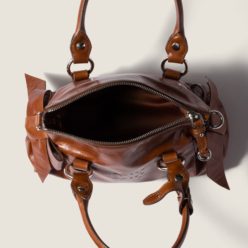 Shiny leather handbag