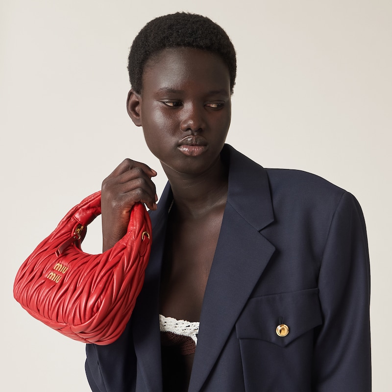 Wander matelassé nappa leather hobo bag