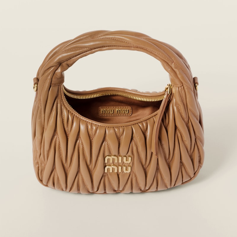Wander matelassé nappa leather hobo bag