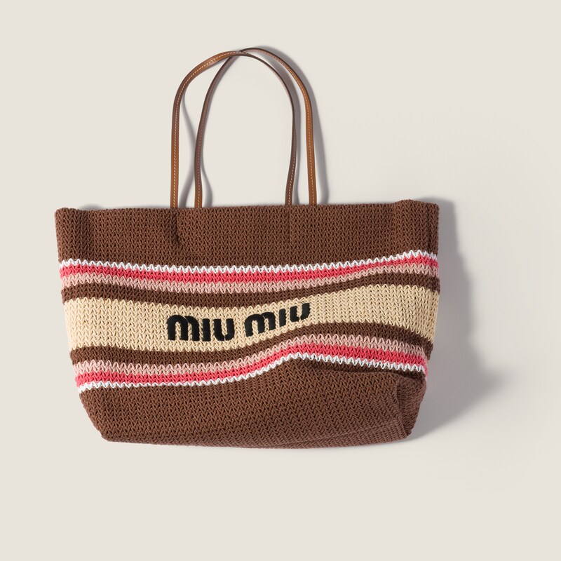 Raffia-effect woven tote bag