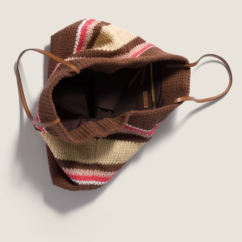 Raffia-effect woven tote bag
