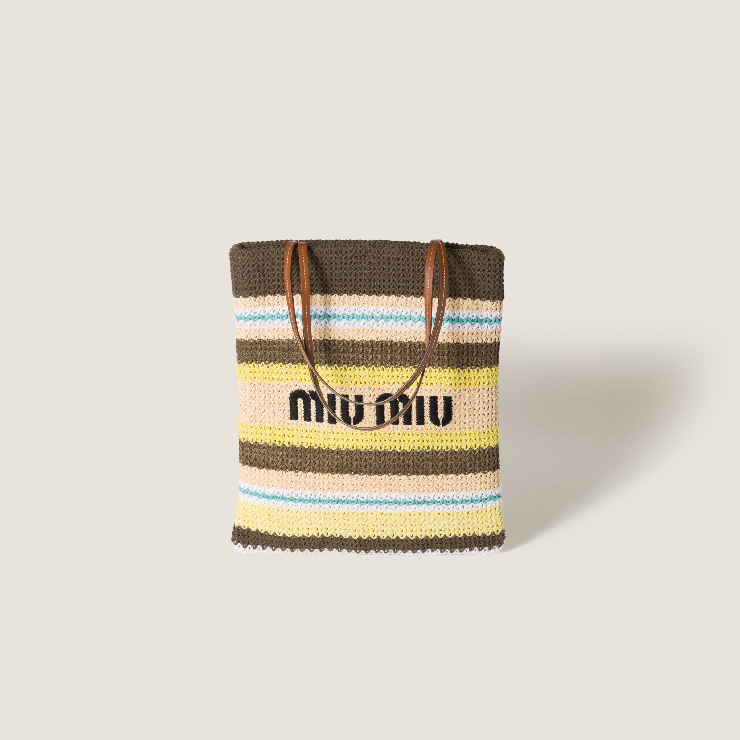 Raffia-effect woven tote bag
