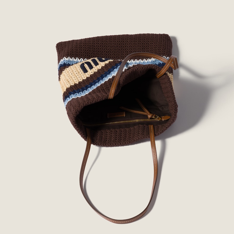 Raffia-effect woven tote bag