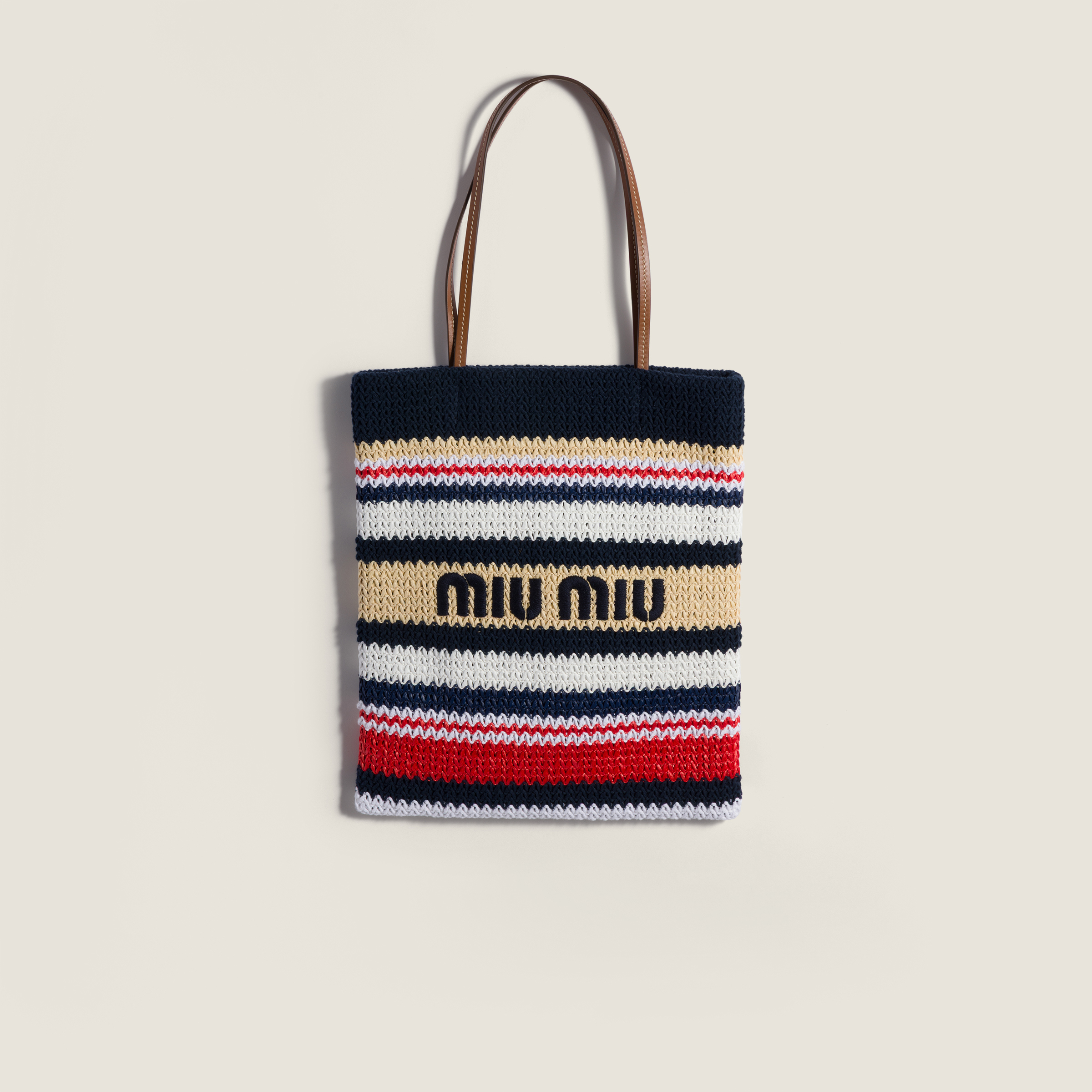 Raffia-effect woven tote bag