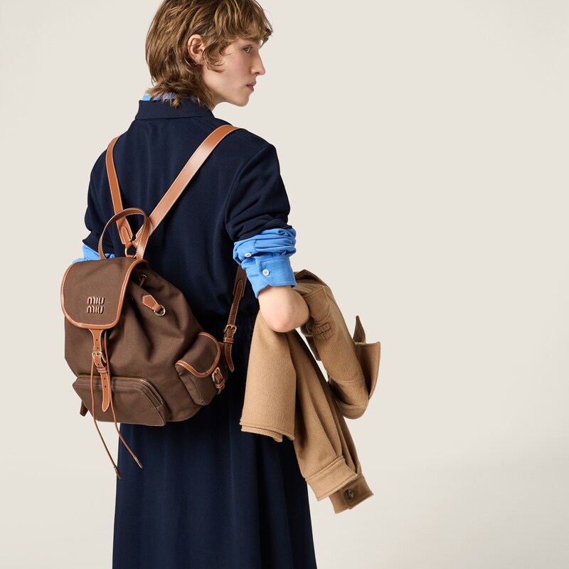 Canvas and leather backpack
