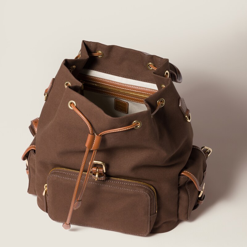 Canvas and leather backpack