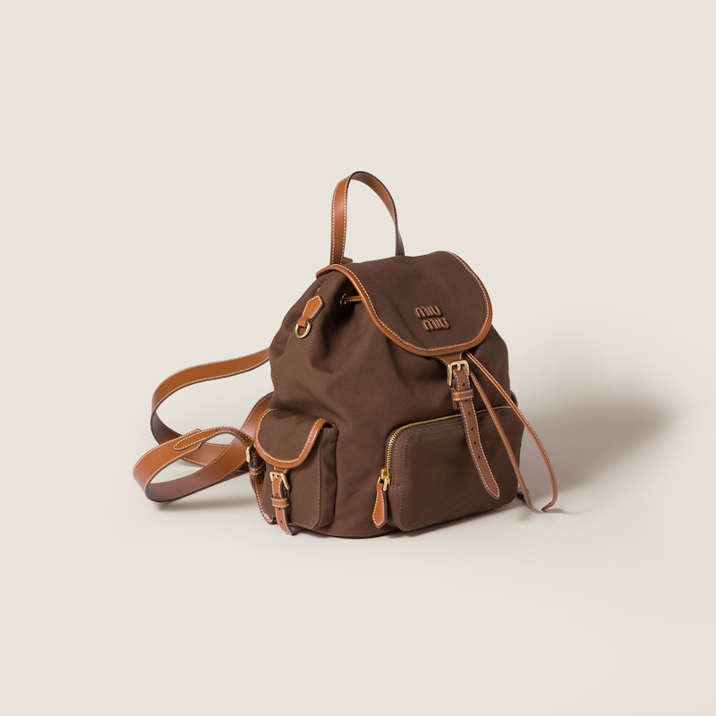 Canvas and leather backpack