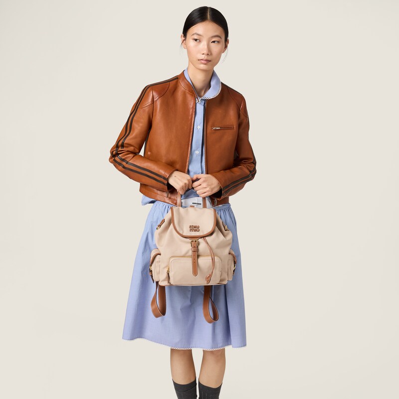 Canvas and leather backpack