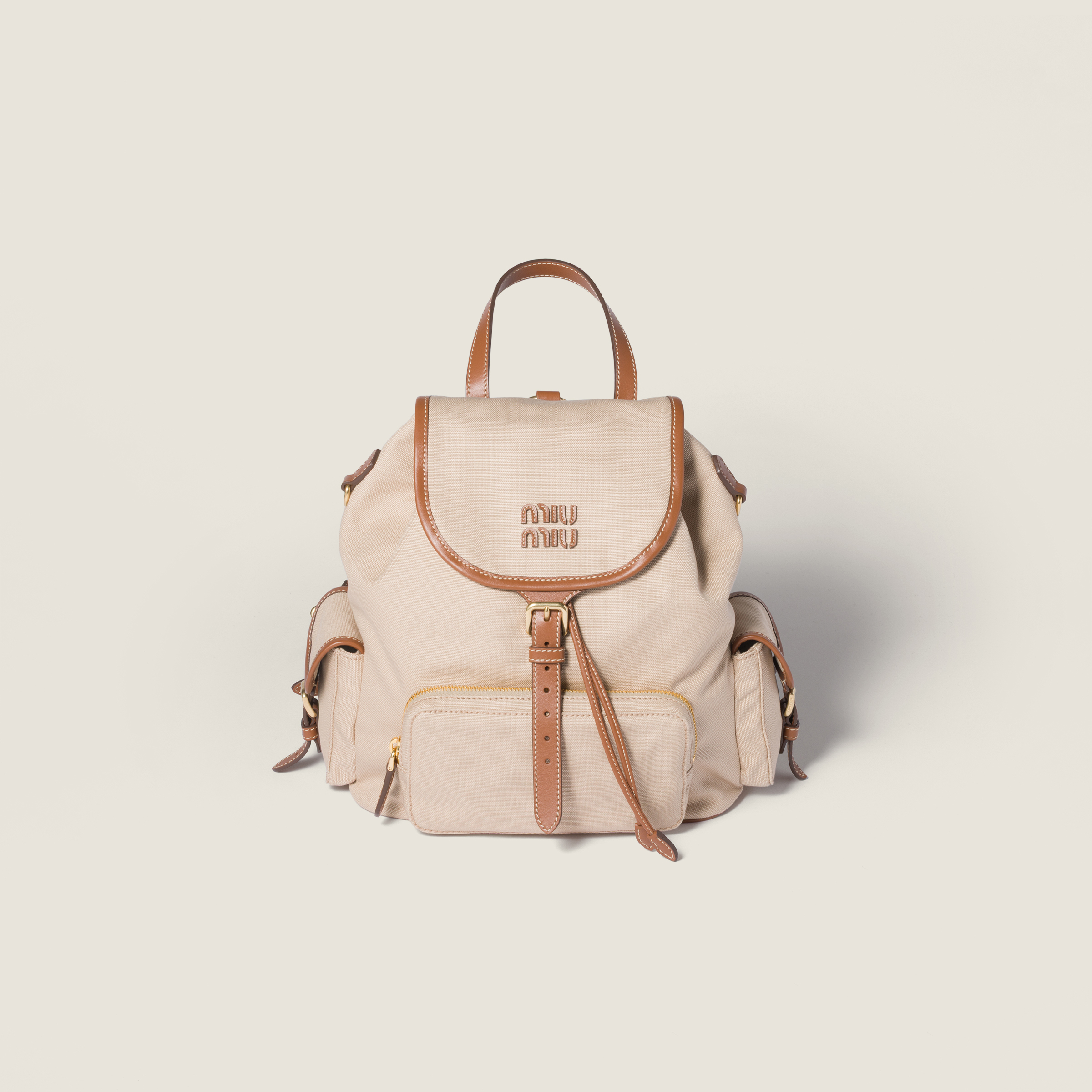Canvas and leather backpack