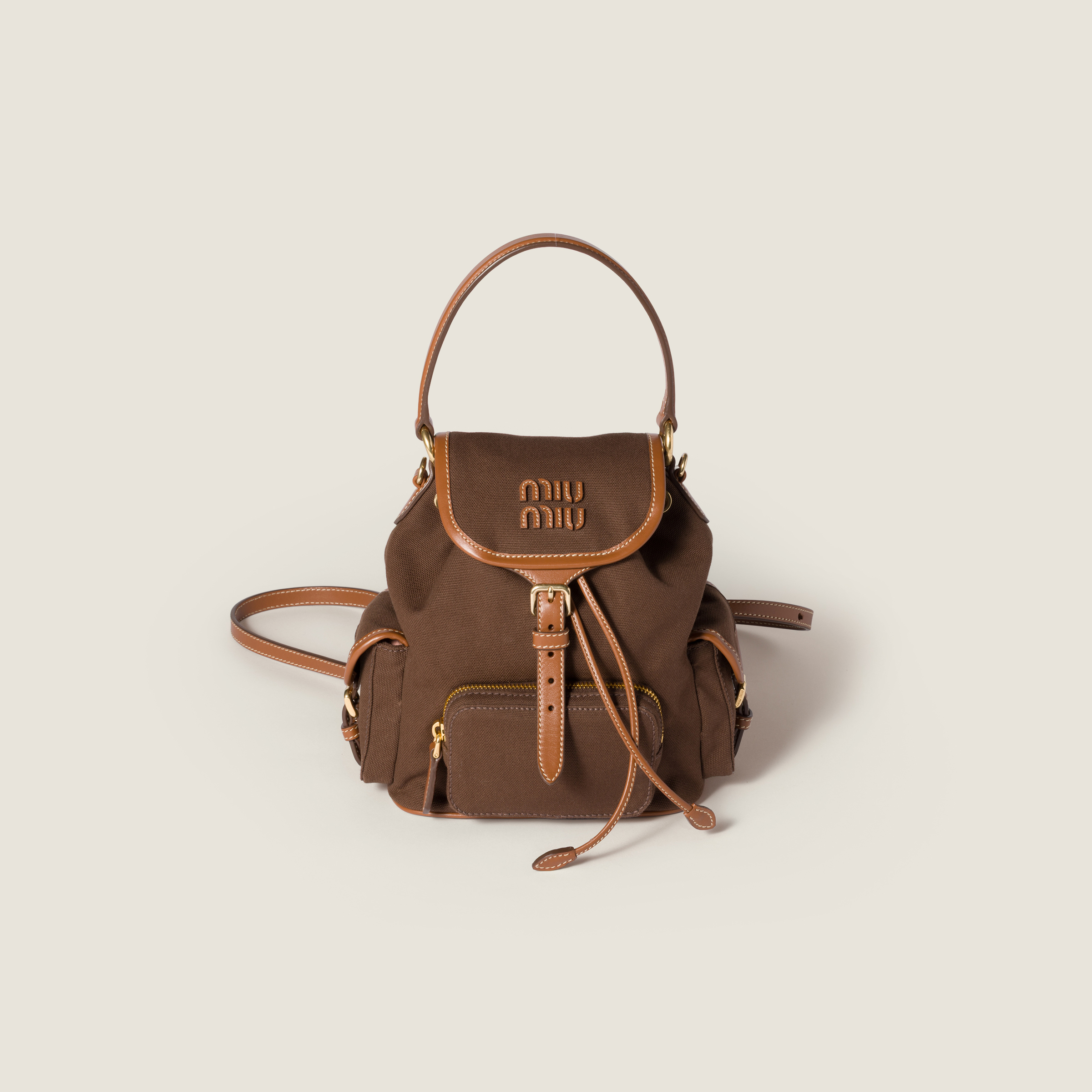 Canvas and leather backpack