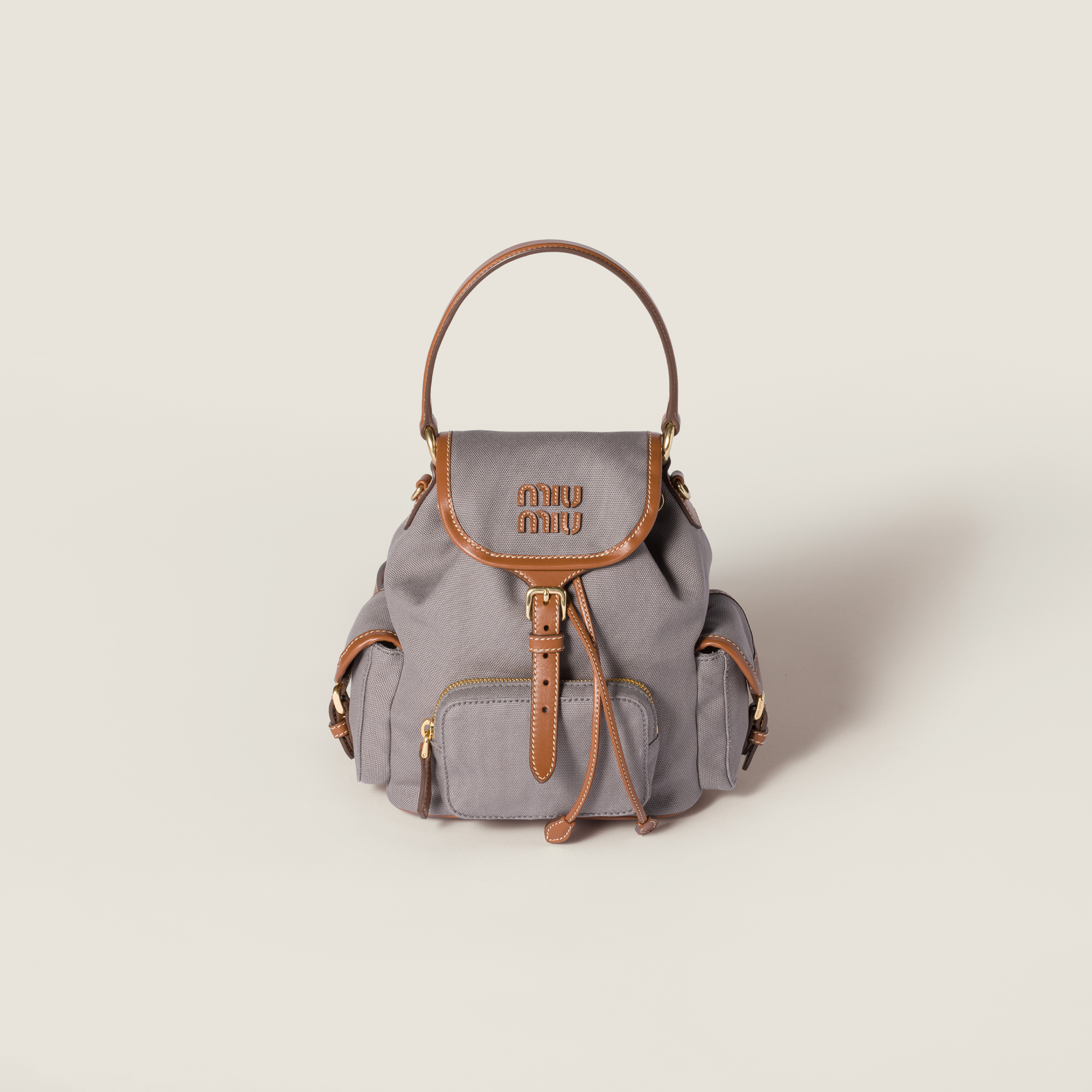 Canvas and leather backpack