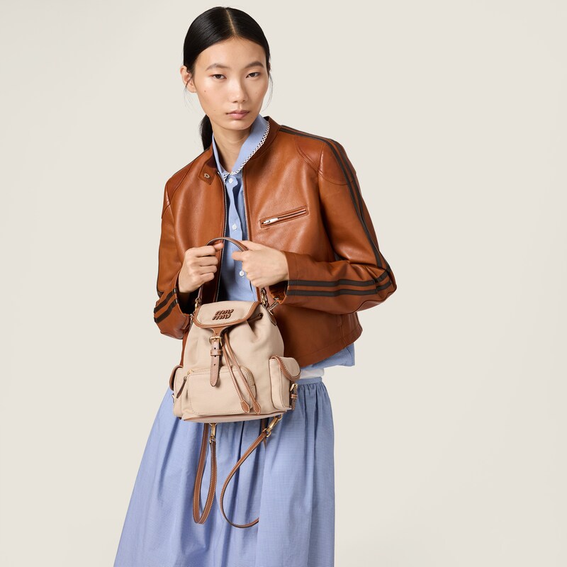 Canvas and leather backpack