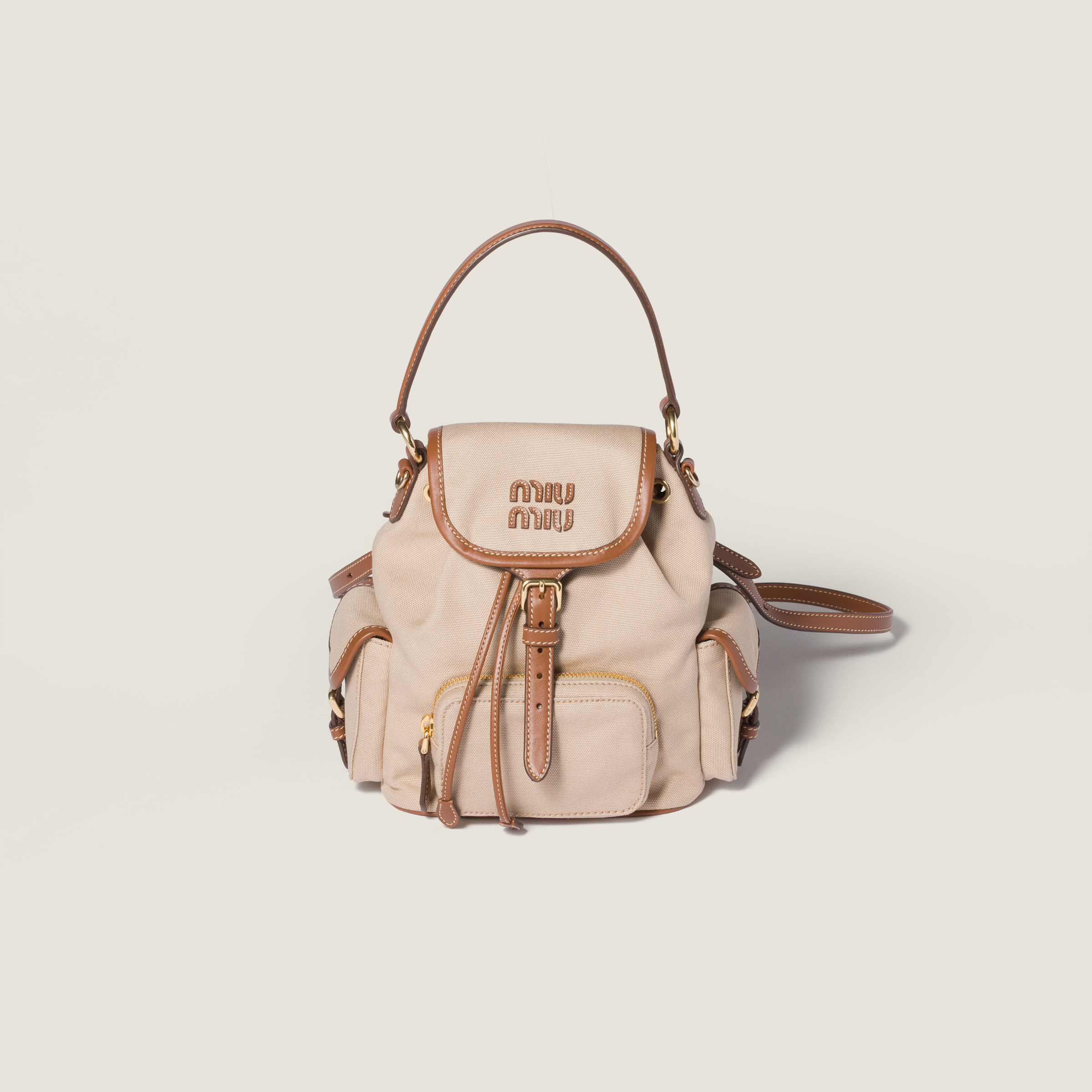 Canvas and leather backpack