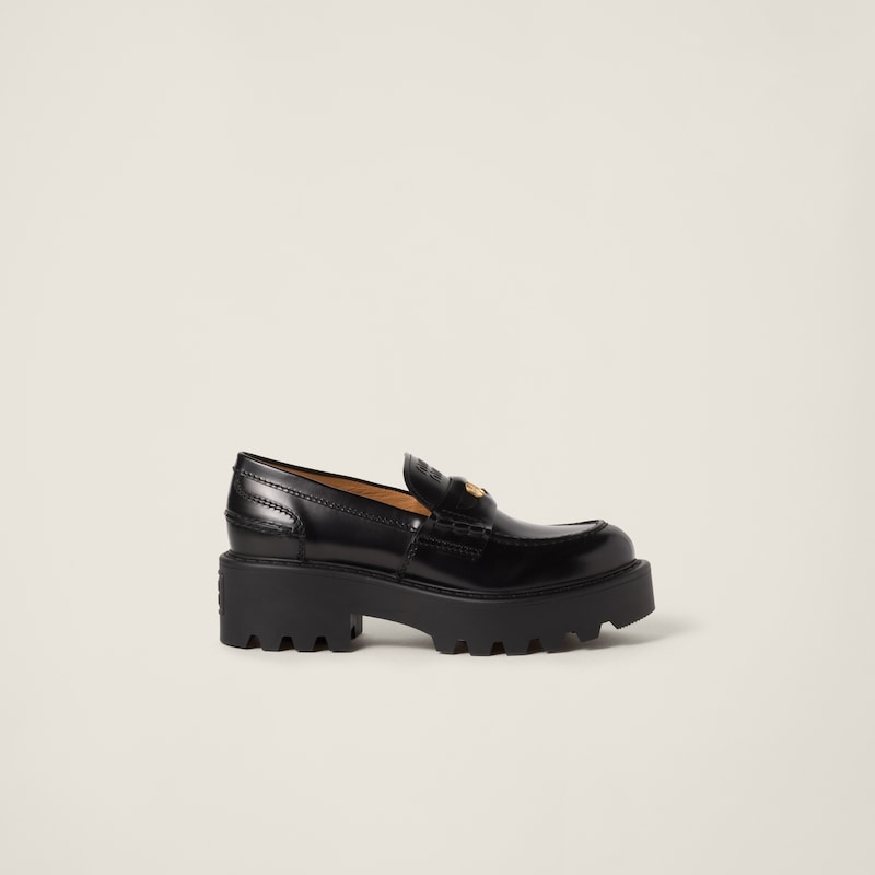 Brushed leather loafers