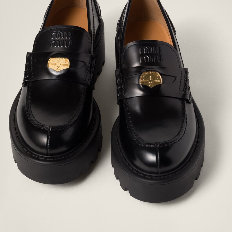Brushed leather loafers