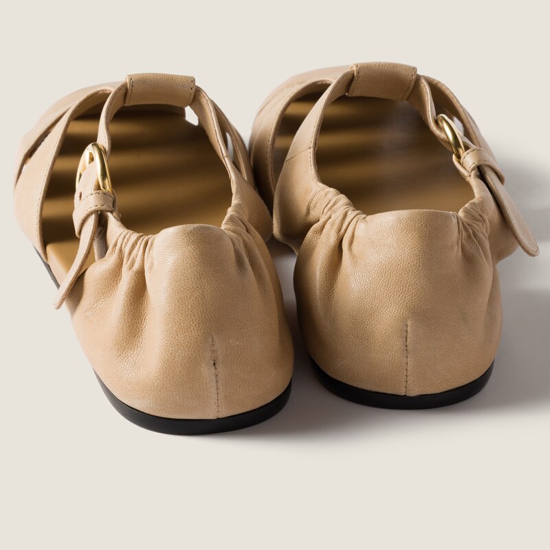Ruches nappa leather fisherman sandals