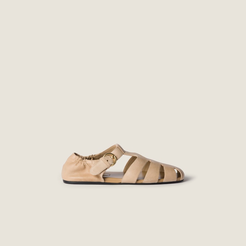 Ruches nappa leather fisherman sandals