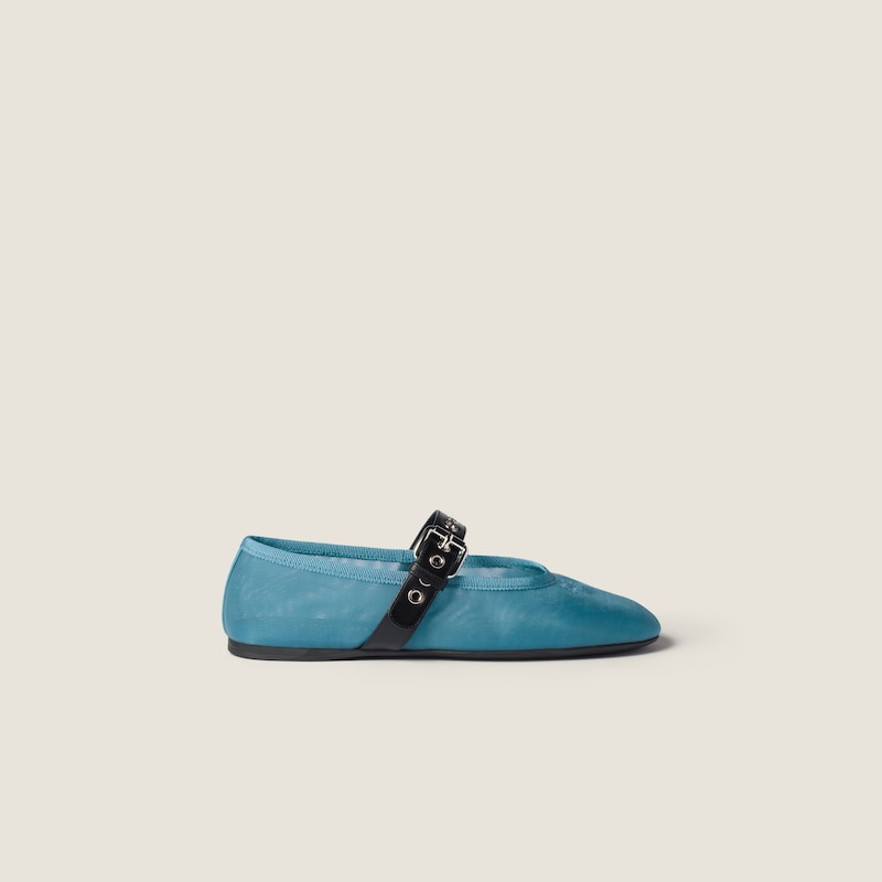 Mesh fabric ballerinas