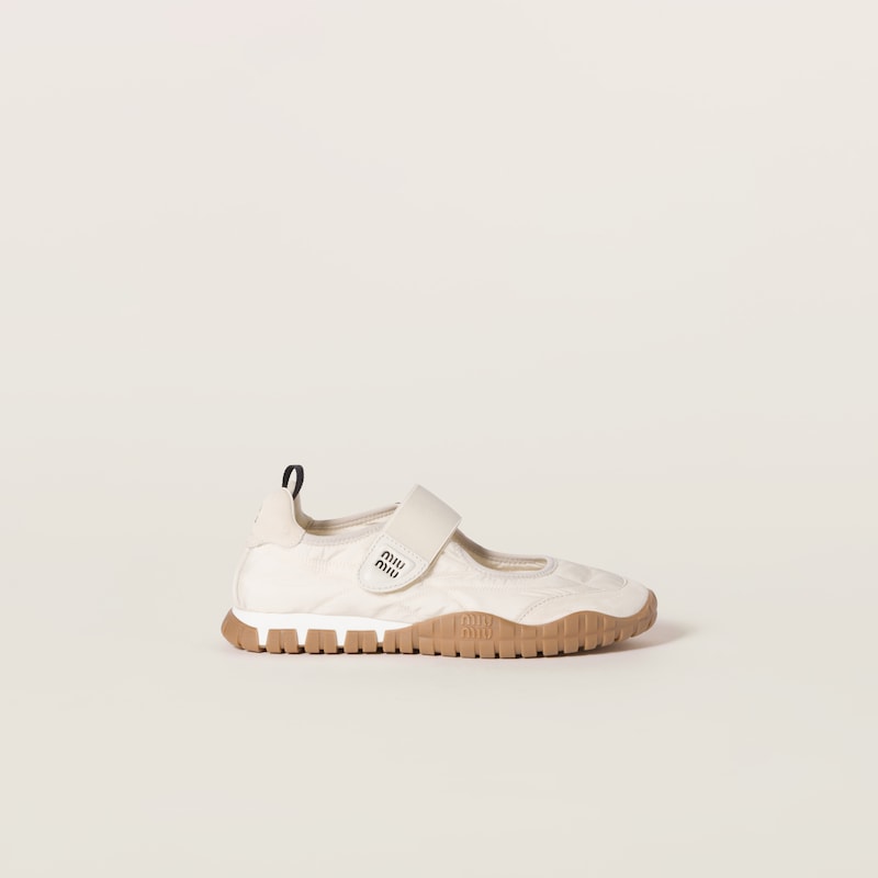 Tyre technical fabric and suede ballerinas