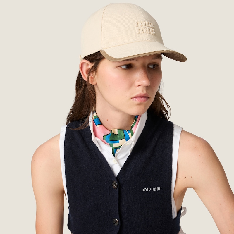 Drill and poplin baseball cap