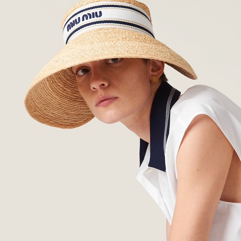 Raffia-effect fabric visor
