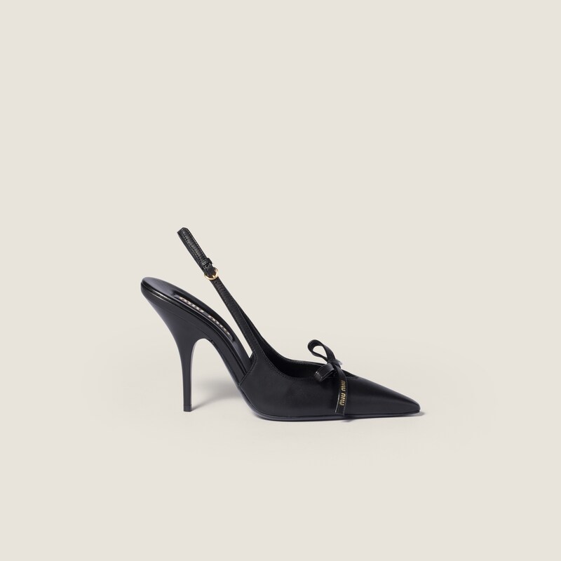 Leather slingback pumps with bow