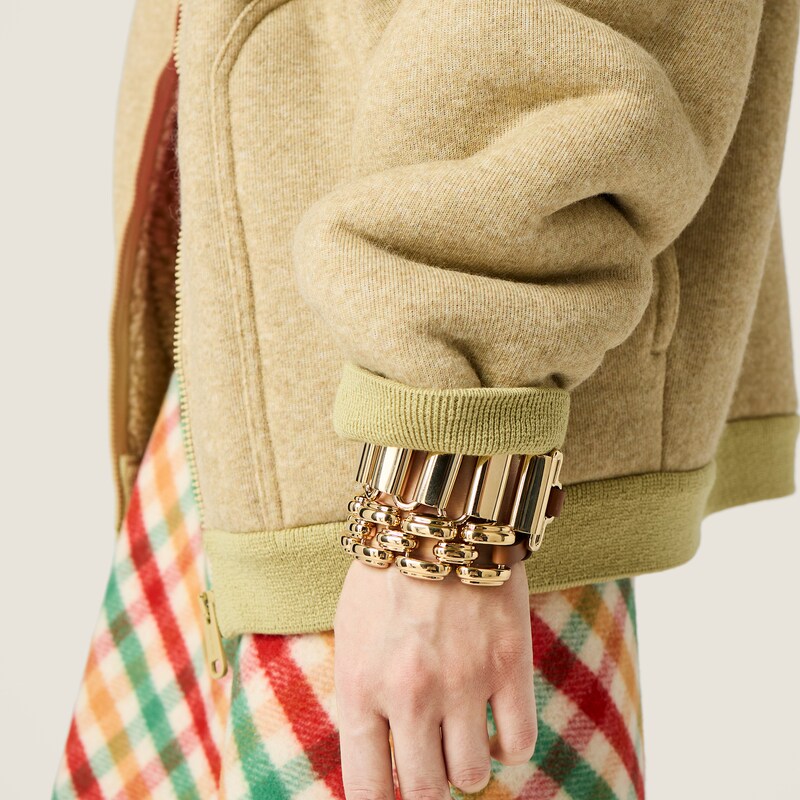 Metal and leather bracelet