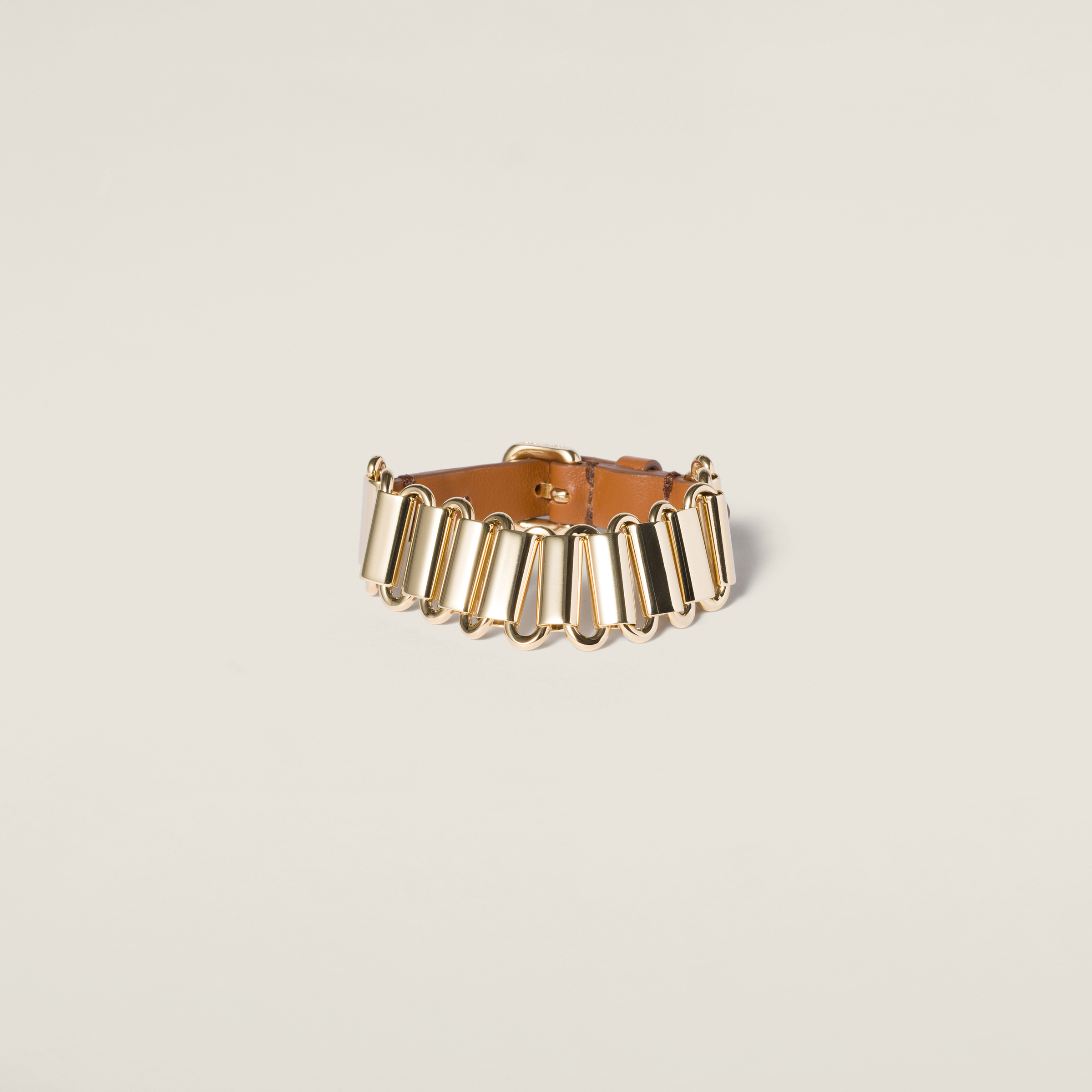 Metal and leather bracelet