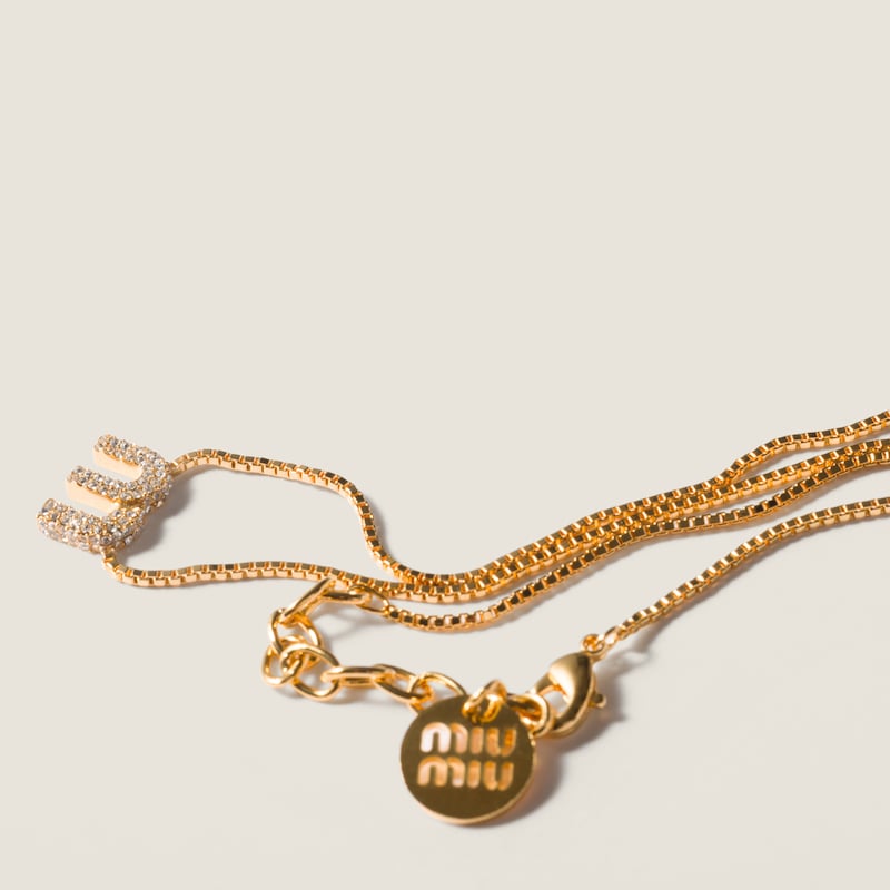 Metal necklace with crystals