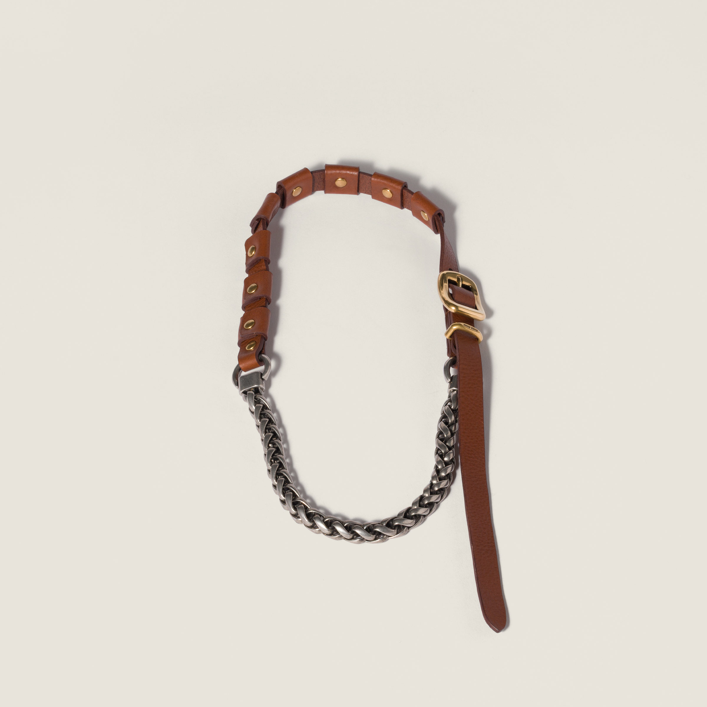 Metal and leather necklace