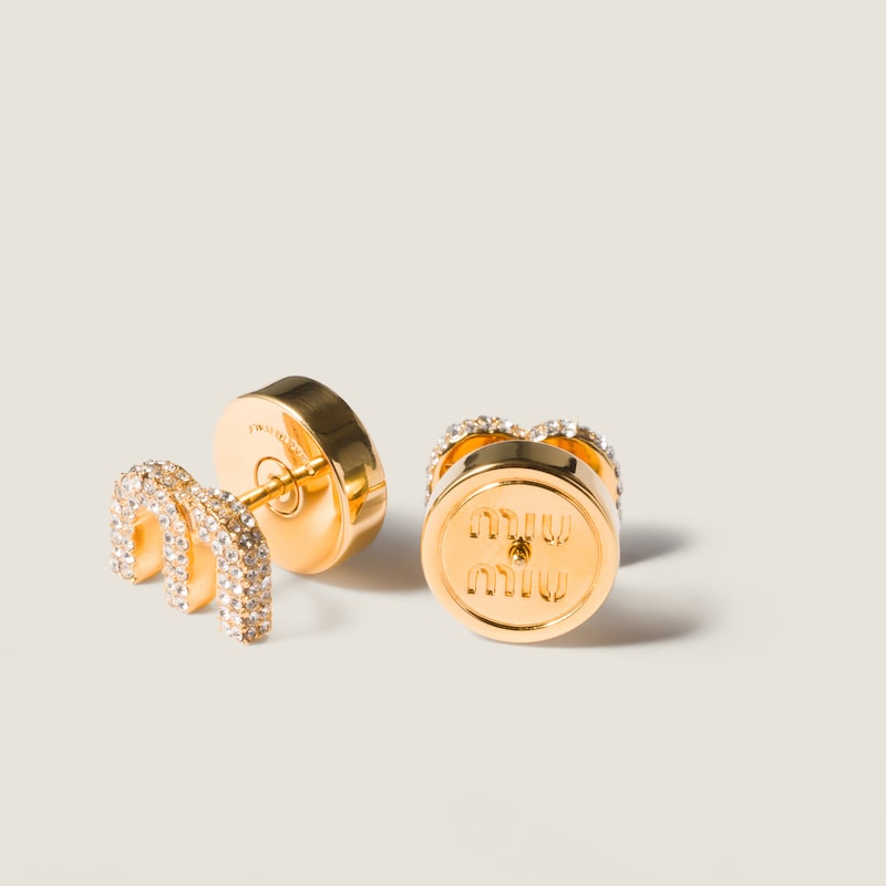 Metal earrings with crystals
