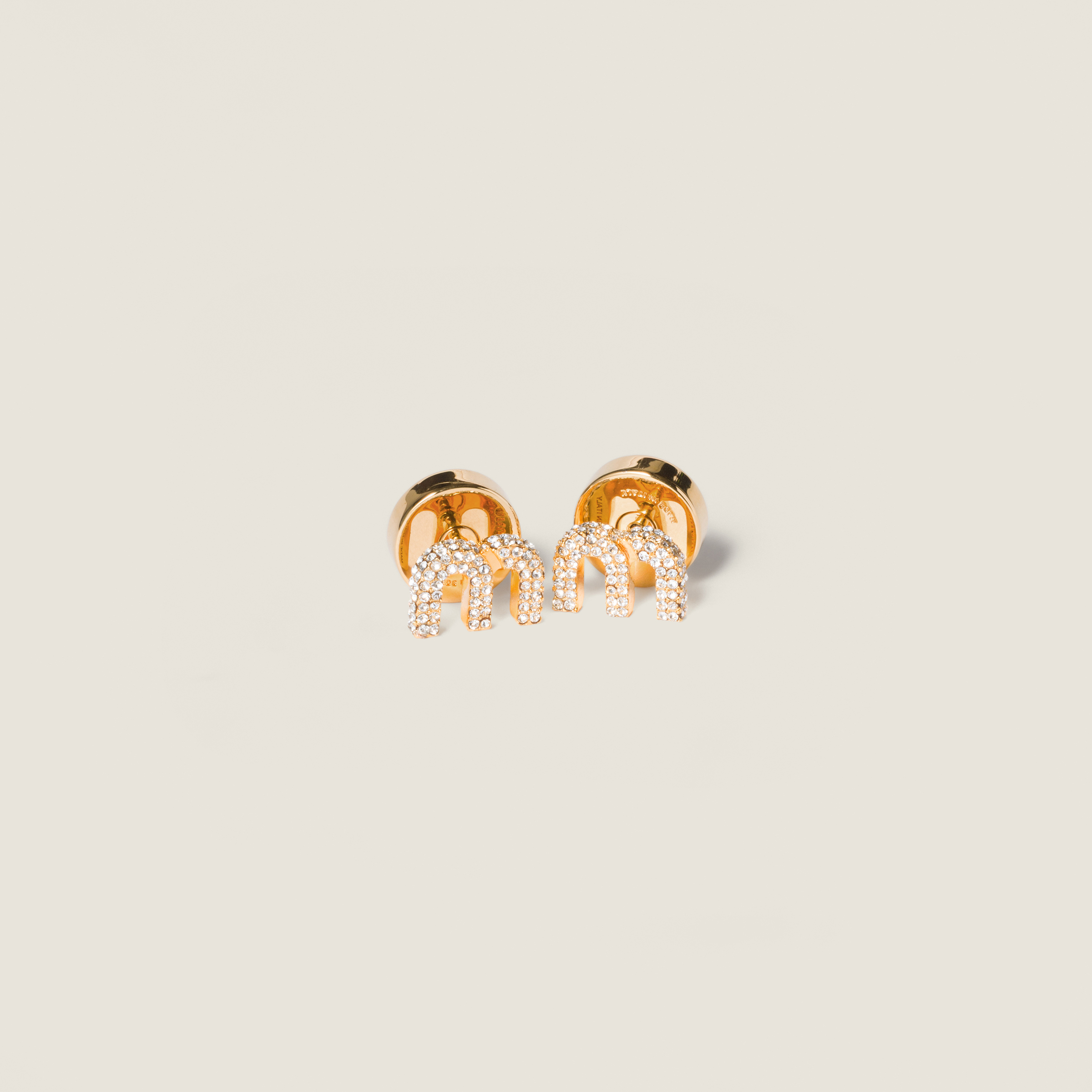 Metal earrings with crystals