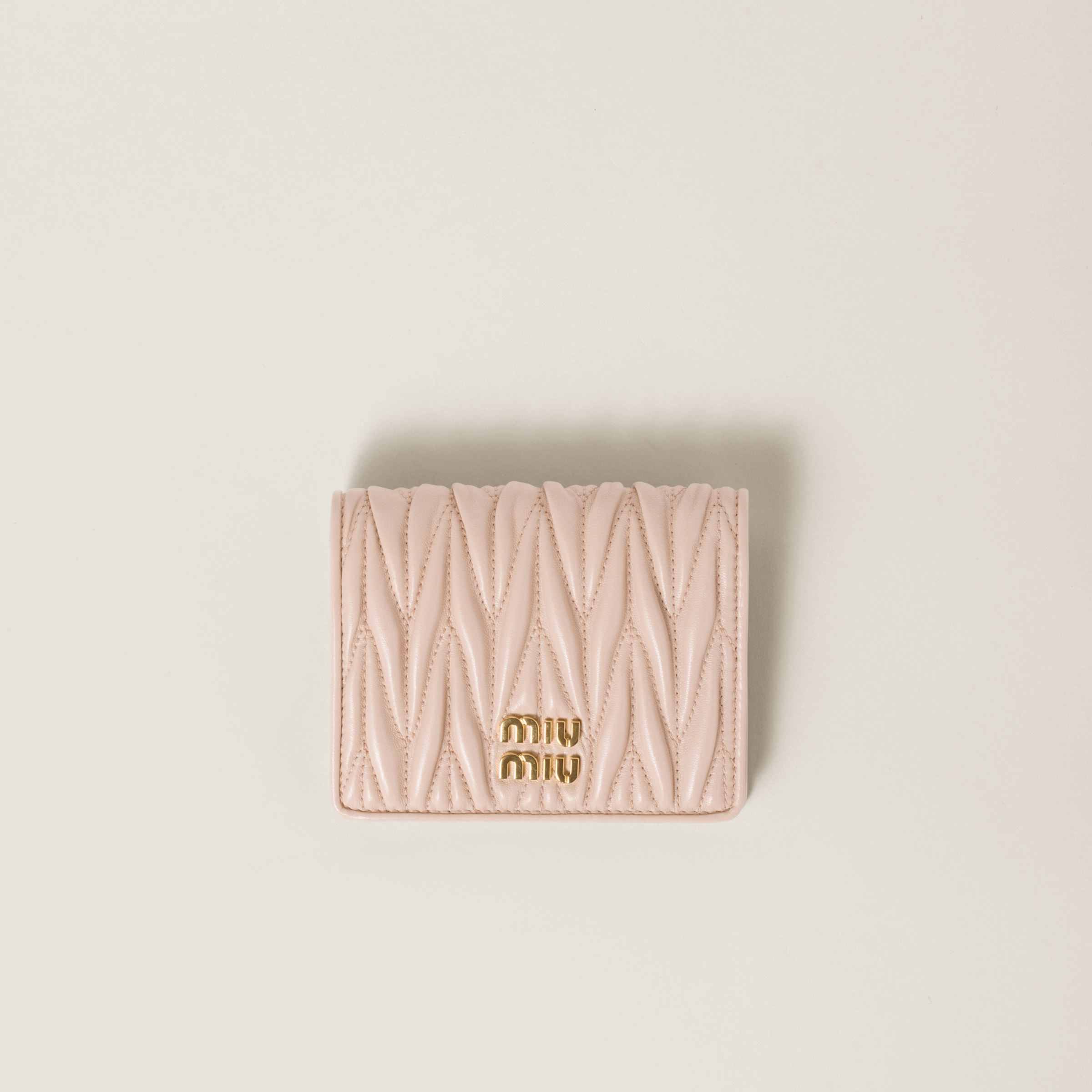 Small matelassé nappa leather wallet