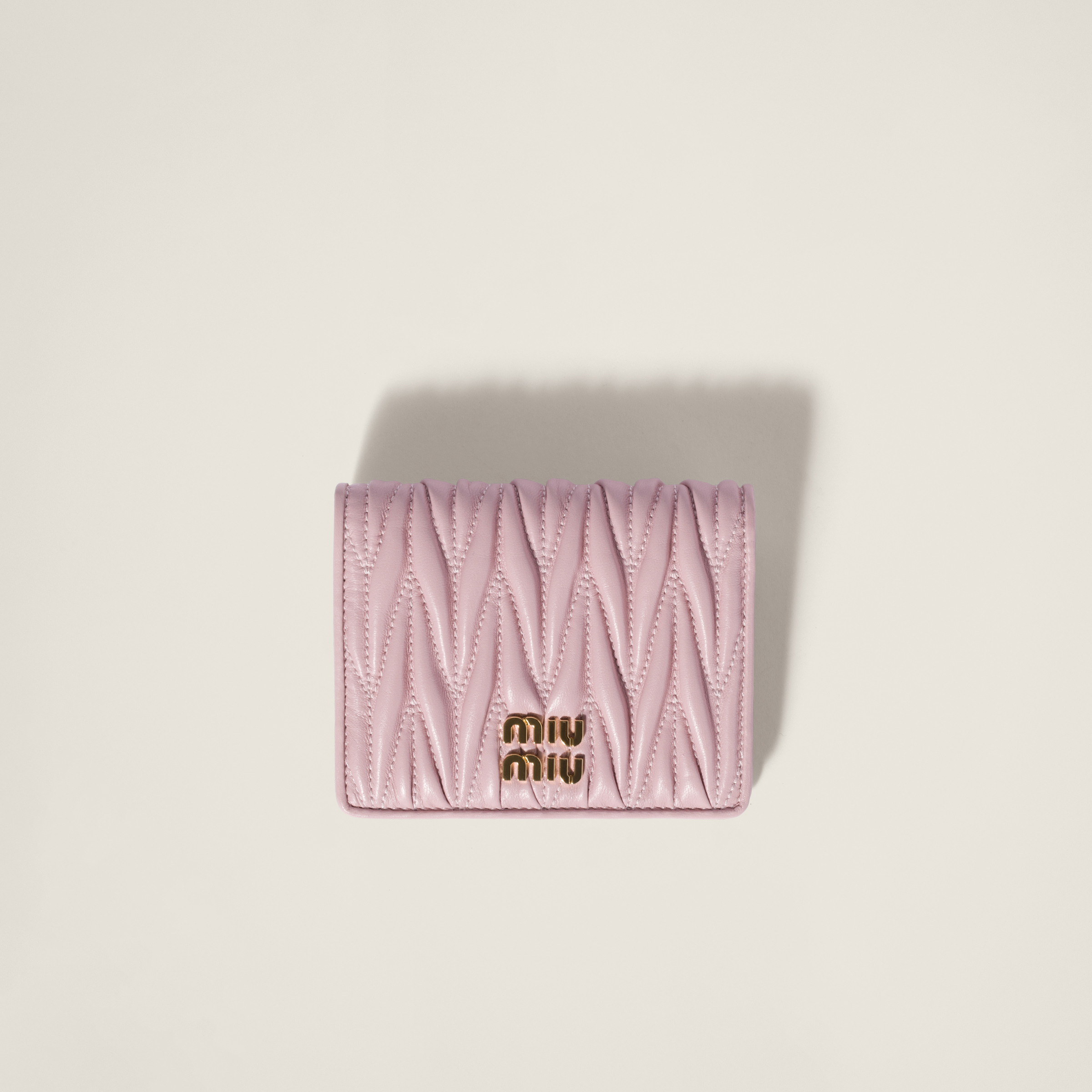 Small matelassé nappa leather wallet