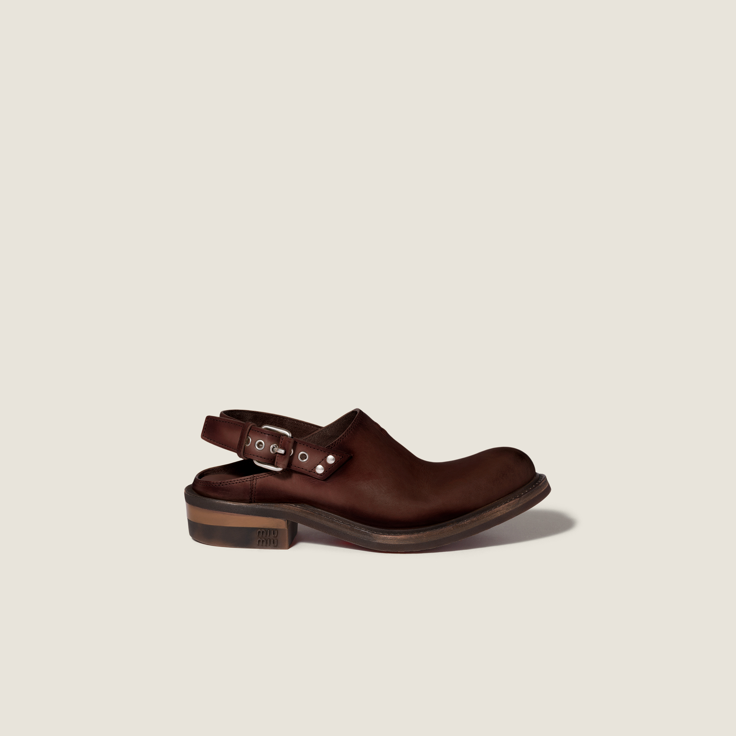 Foule leather mules