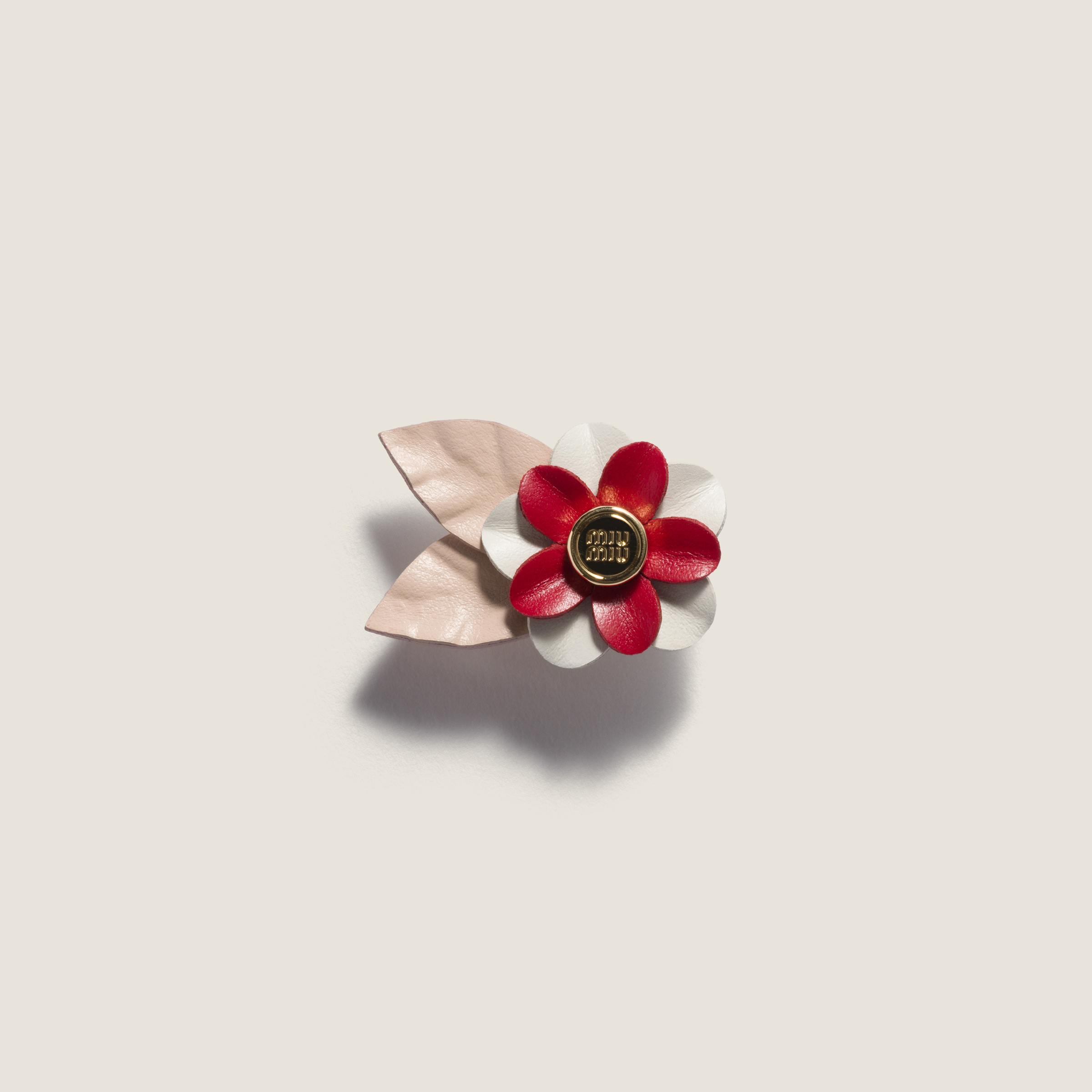 Leather floral brooch