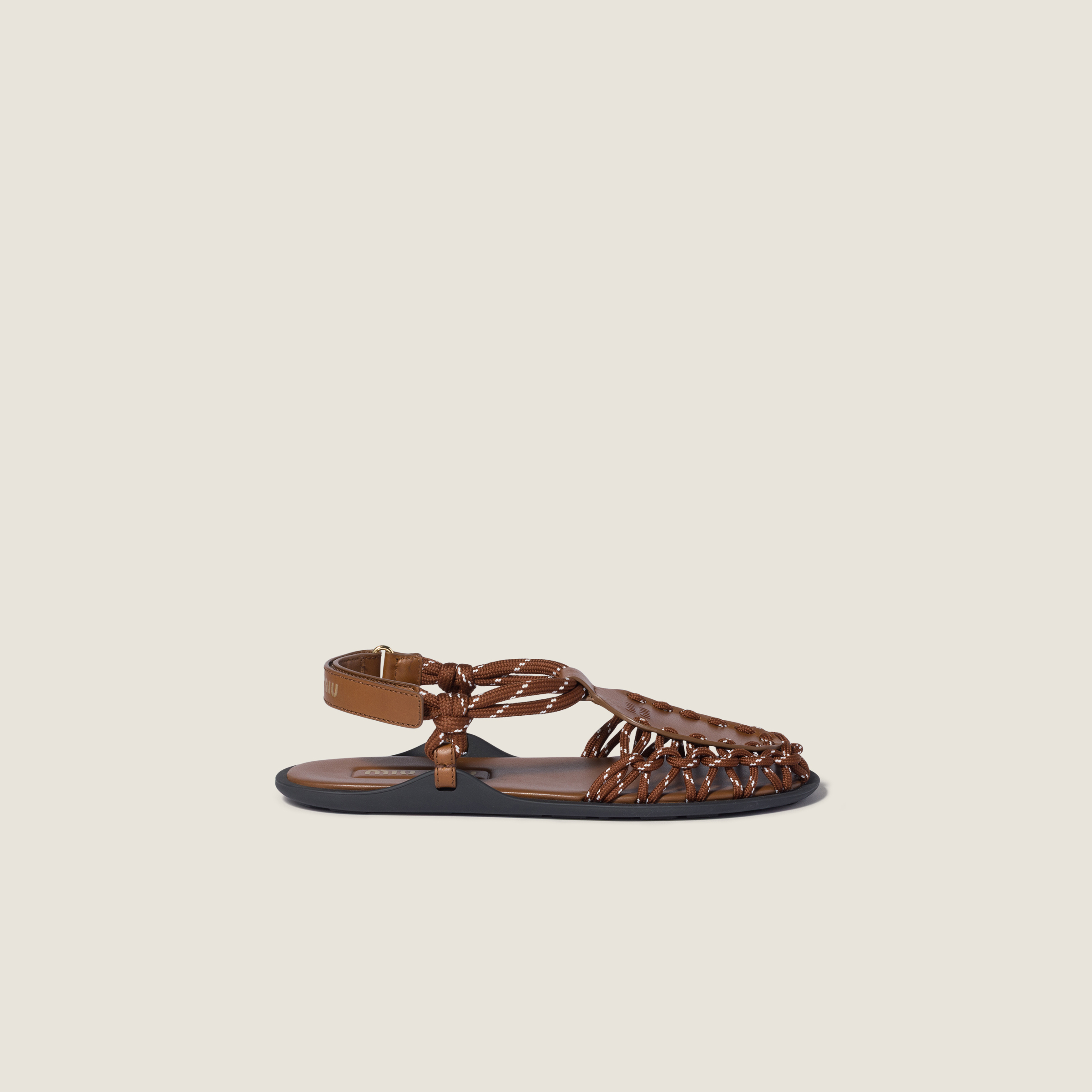 Leather and cord sandals