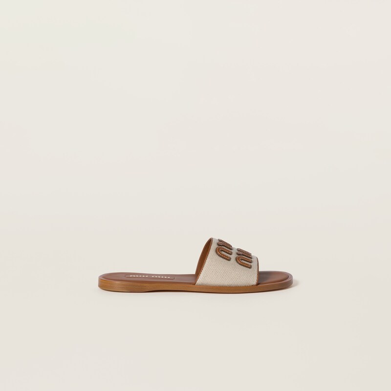 Canvas and leather slides