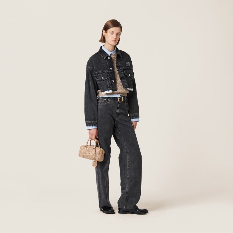 Black denim blouson jacket