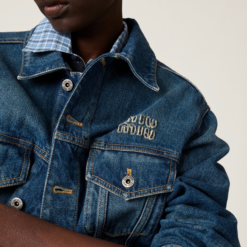 Washed denim blouson jacket