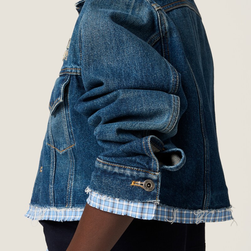 Washed denim blouson jacket