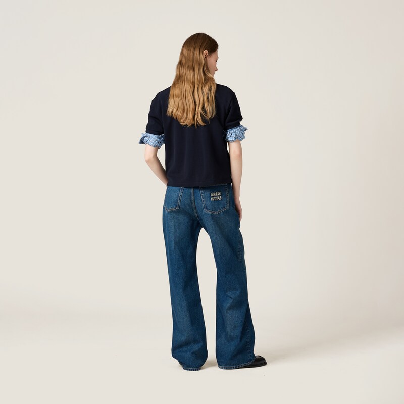Washed denim flared jeans