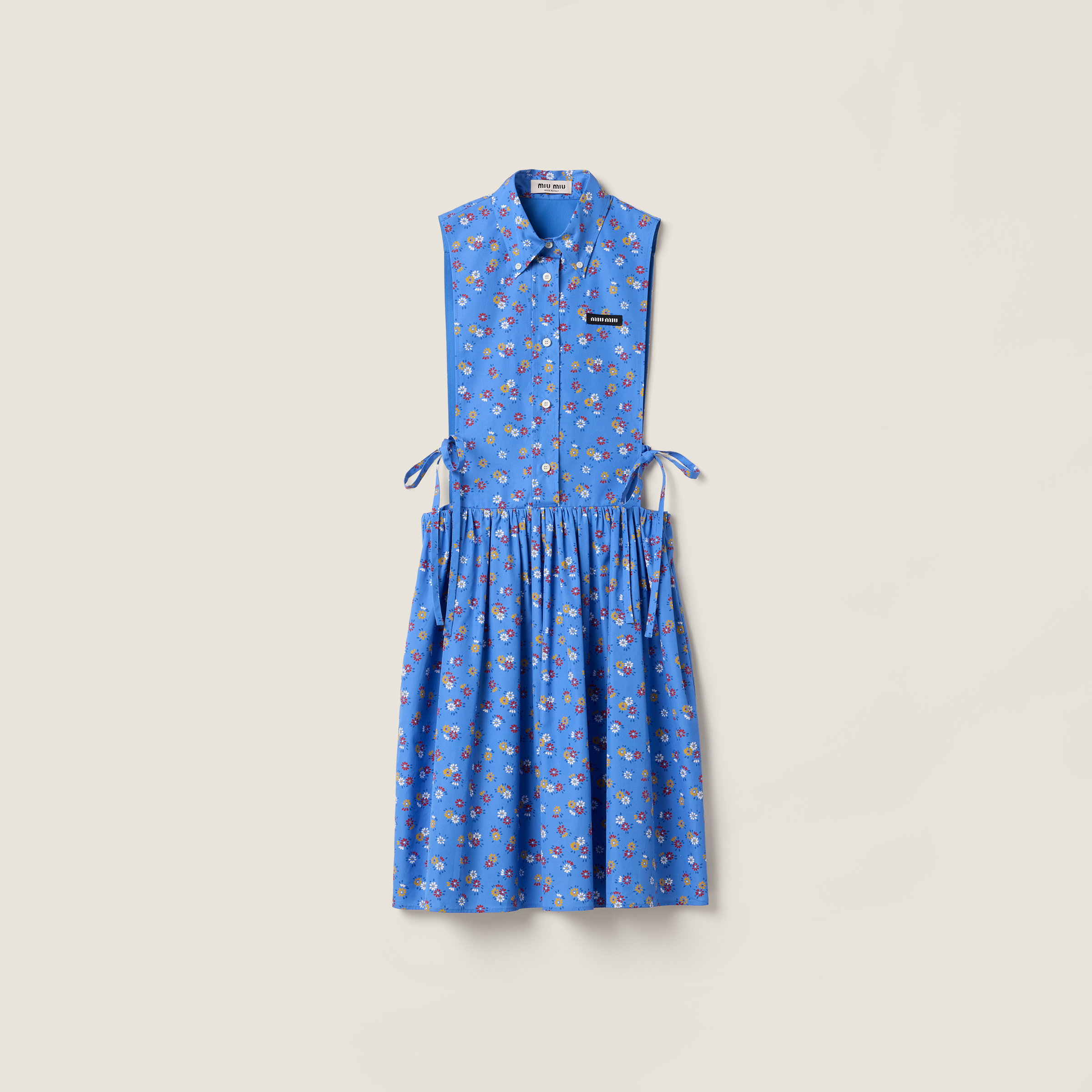 Poplin side tie dress