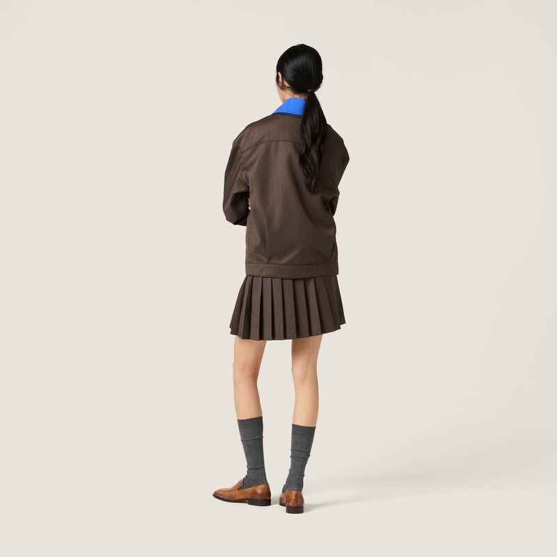 褶裥Cover面料迷你半身裙