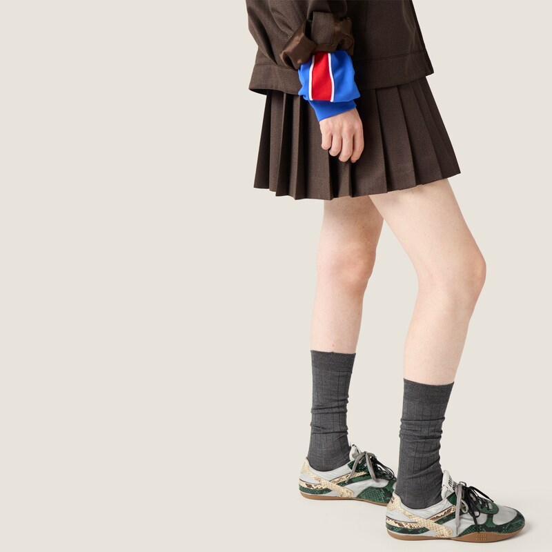 褶裥Cover面料迷你半身裙