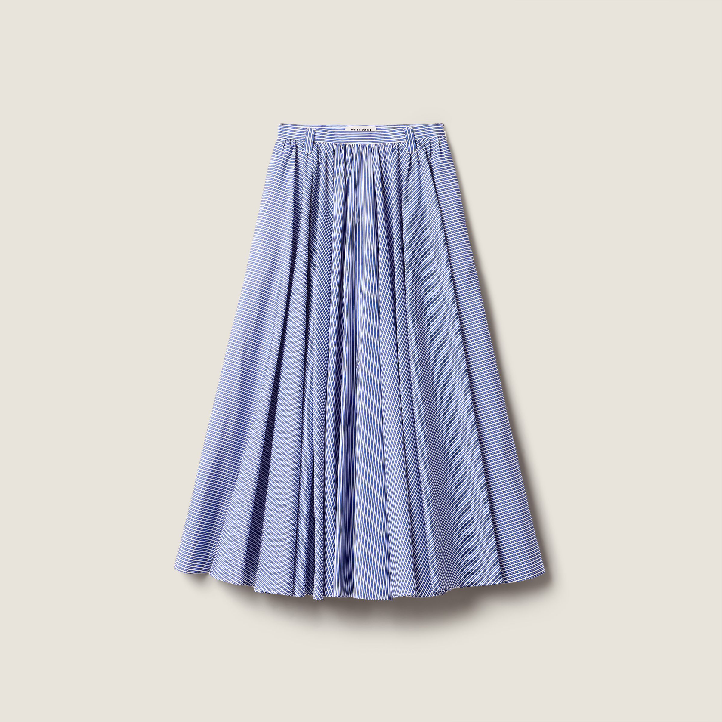 Vertical stripe poplin maxi-skirt